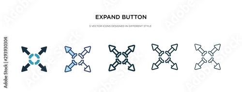 expand button icon in different style vector illustration. two colored and black expand button vector icons designed in filled, outline, line and stroke style can be used for web, mobile, ui