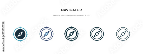 navigator icon in different style vector illustration. two colored and black navigator vector icons designed in filled, outline, line and stroke style can be used for web, mobile, ui