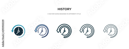 history icon in different style vector illustration. two colored and black history vector icons designed in filled, outline, line and stroke style can be used for web, mobile, ui