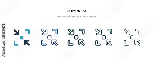 compress icon in different style vector illustration. two colored and black compress vector icons designed in filled, outline, line and stroke style can be used for web, mobile, ui