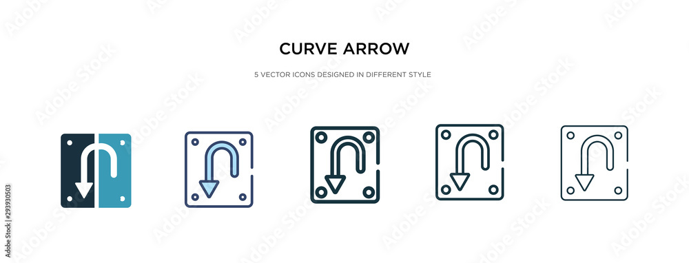 curve arrow icon in different style vector illustration. two colored and black curve arrow vector icons designed in filled, outline, line and stroke style can be used for web, mobile, ui curve arrow icon in different style vector illustration. two colored and black curve arrow vector icons designed in filled, outline, line and stroke style can be used for web, mobile, ui