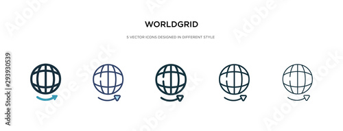 worldgrid icon in different style vector illustration. two colored and black worldgrid vector icons designed in filled, outline, line and stroke style can be used for web, mobile, ui