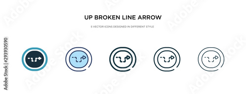 up broken line arrow icon in different style vector illustration. two colored and black up broken line arrow vector icons designed in filled, outline, line and stroke style can be used for web,