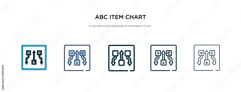 abc item chart icon in different style vector illustration. two colored and black abc item chart vector icons designed in filled, outline, line and stroke style can be used for web, mobile, ui