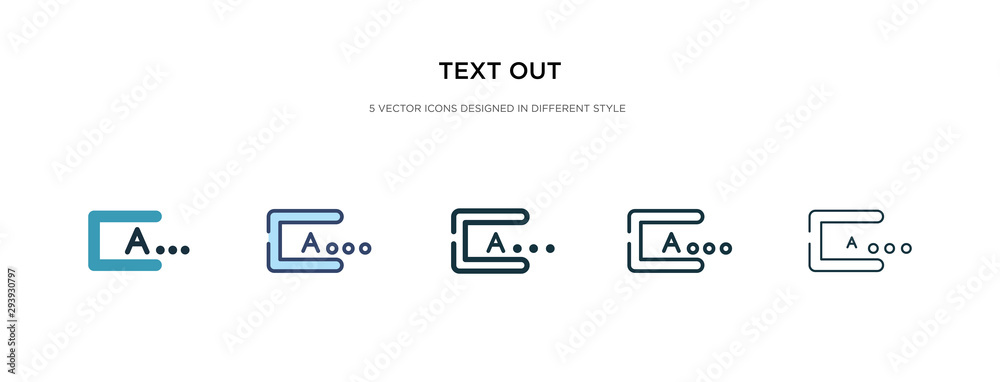 text out icon in different style vector illustration. two colored and black text out vector icons designed in filled, outline, line and stroke style can be used for web, mobile, ui