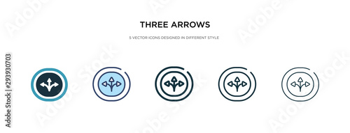 three arrows icon in different style vector illustration. two colored and black three arrows vector icons designed in filled, outline, line and stroke style can be used for web, mobile, ui