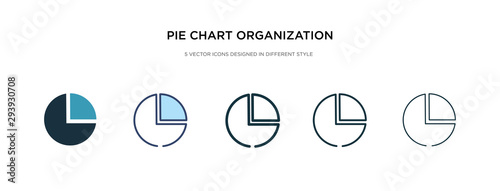 pie chart organization icon in different style vector illustration. two colored and black pie chart organization vector icons designed in filled, outline, line and stroke style can be used for web,