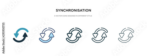 synchronisation icon in different style vector illustration. two colored and black synchronisation vector icons designed in filled, outline, line and stroke style can be used for web, mobile, ui