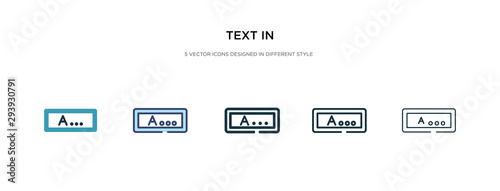 text in icon in different style vector illustration. two colored and black text in vector icons designed filled, outline, line and stroke style can be used for web, mobile, ui