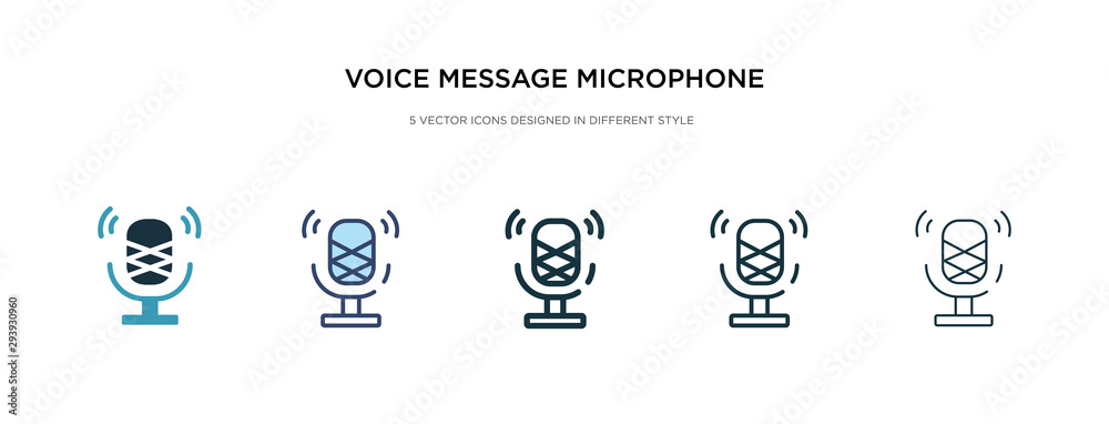 voice message microphone button icon in different style vector illustration. two colored and black voice message microphone button vector icons designed in filled, outline, line and stroke style can voice message microphone button icon in different style vector illustration. two colored and black voice message microphone button vector icons designed in filled, outline, line and stroke style can