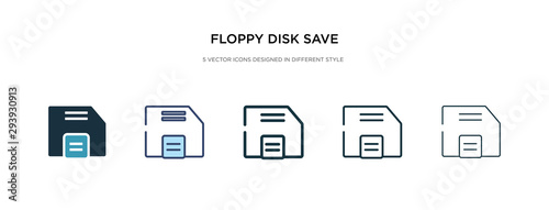 floppy disk save button icon in different style vector illustration. two colored and black floppy disk save button vector icons designed in filled, outline, line and stroke style can be used for