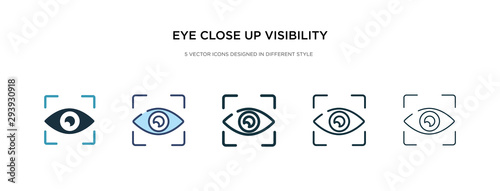 eye close up visibility button icon in different style vector illustration. two colored and black eye close up visibility button vector icons designed in filled, outline, line and stroke style can photo