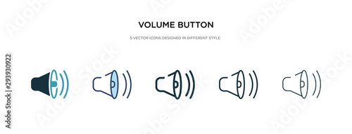 volume button icon in different style vector illustration. two colored and black volume button vector icons designed in filled, outline, line and stroke style can be used for web, mobile, ui