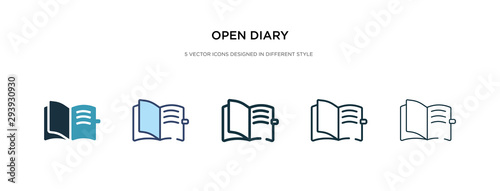open diary icon in different style vector illustration. two colored and black open diary vector icons designed in filled, outline, line and stroke style can be used for web, mobile, ui