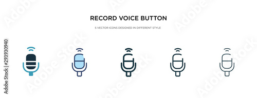 record voice button icon in different style vector illustration. two colored and black record voice button vector icons designed in filled, outline, line and stroke style can be used for web,