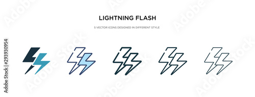 lightning flash icon in different style vector illustration. two colored and black lightning flash vector icons designed in filled, outline, line and stroke style can be used for web, mobile, ui