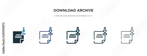 download archive icon in different style vector illustration. two colored and black download archive vector icons designed in filled, outline, line and stroke style can be used for web, mobile, ui
