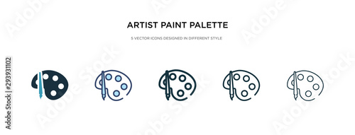 artist paint palette icon in different style vector illustration. two colored and black artist paint palette vector icons designed in filled, outline, line and stroke style can be used for web,