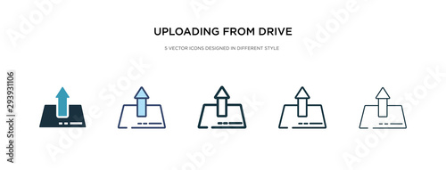 uploading from drive icon in different style vector illustration. two colored and black uploading from drive vector icons designed in filled, outline, line and stroke style can be used for web,