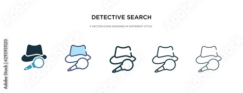detective search icon in different style vector illustration. two colored and black detective search vector icons designed in filled, outline, line and stroke style can be used for web, mobile, ui