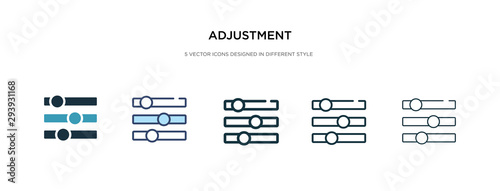 adjustment icon in different style vector illustration. two colored and black adjustment vector icons designed in filled, outline, line and stroke style can be used for web, mobile, ui
