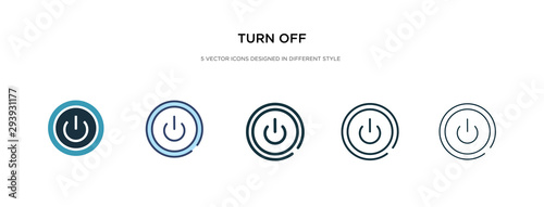 turn off icon in different style vector illustration. two colored and black turn off vector icons designed in filled, outline, line and stroke style can be used for web, mobile, ui