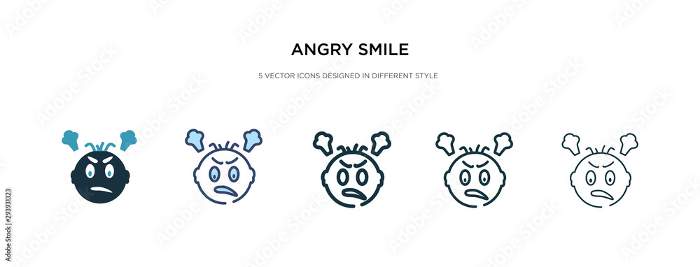 angry smile icon in different style vector illustration. two colored and black angry smile vector icons designed in filled, outline, line and stroke style can be used for web, mobile, ui