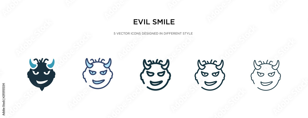 evil smile icon in different style vector illustration. two colored and black evil smile vector icons designed in filled, outline, line and stroke style can be used for web, mobile, ui evil smile icon in different style vector illustration. two colored and black evil smile vector icons designed in filled, outline, line and stroke style can be used for web, mobile, ui