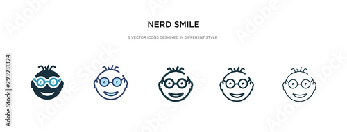 nerd smile icon in different style vector illustration. two colored and black nerd smile vector icons designed in filled  outline  line and stroke style can be used for web  mobile  ui