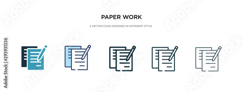 paper work icon in different style vector illustration. two colored and black paper work vector icons designed in filled, outline, line and stroke style can be used for web, mobile, ui