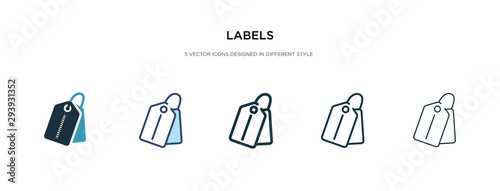 labels icon in different style vector illustration. two colored and black labels vector icons designed in filled, outline, line and stroke style can be used for web, mobile, ui