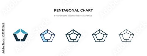 pentagonal chart icon in different style vector illustration. two colored and black pentagonal chart vector icons designed in filled, outline, line and stroke style can be used for web, mobile, ui