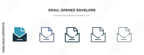 email opened envelope icon in different style vector illustration. two colored and black email opened envelope vector icons designed in filled, outline, line and stroke style can be used for web,