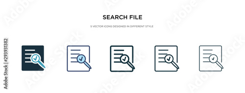 search file icon in different style vector illustration. two colored and black search file vector icons designed in filled, outline, line and stroke style can be used for web, mobile, ui