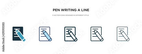 pen writing a line icon in different style vector illustration. two colored and black pen writing a line vector icons designed in filled, outline, line and stroke style can be used for web, mobile,