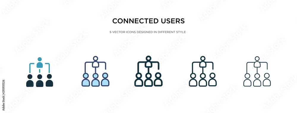 connected users in flow chart icon in different style vector illustration. two colored and black connected users in flow chart vector icons designed filled, outline, line and stroke style can be