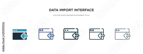 data import interface icon in different style vector illustration. two colored and black data import interface vector icons designed in filled, outline, line and stroke style can be used for web,