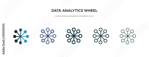 data analytics wheel icon in different style vector illustration. two colored and black data analytics wheel vector icons designed in filled  outline  line and stroke style can be used for web 