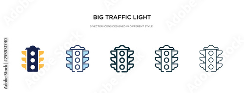big traffic light icon in different style vector illustration. two colored and black big traffic light vector icons designed in filled, outline, line and stroke style can be used for web, mobile, ui