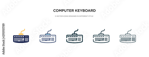 computer keyboard icon in different style vector illustration. two colored and black computer keyboard vector icons designed in filled, outline, line and stroke style can be used for web, mobile, ui