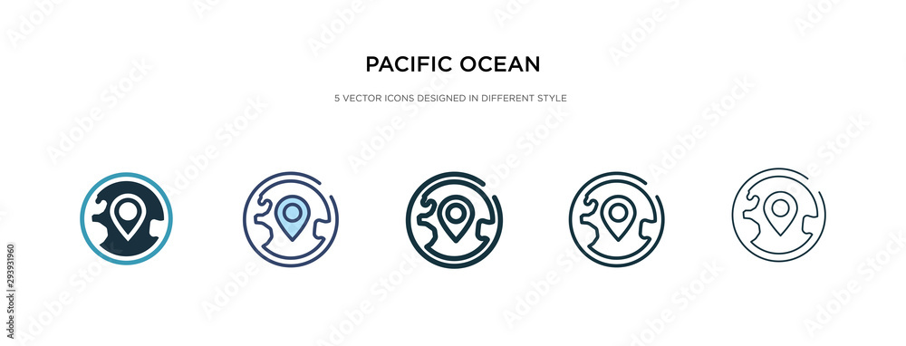 pacific ocean icon in different style vector illustration. two colored and black pacific ocean vector icons designed in filled, outline, line and stroke style can be used for web, mobile, ui pacific ocean icon in different style vector illustration. two colored and black pacific ocean vector icons designed in filled, outline, line and stroke style can be used for web, mobile, ui