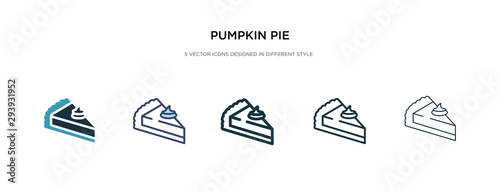 pumpkin pie icon in different style vector illustration. two colored and black pumpkin pie vector icons designed in filled, outline, line and stroke style can be used for web, mobile, ui