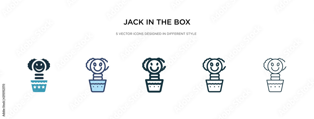 jack in the box icon in different style vector illustration. two colored and black jack in the box vector icons designed filled, outline, line and stroke style can be used for web, mobile, ui jack in the box icon in different style vector illustration. two colored and black jack in the box vector icons designed filled, outline, line and stroke style can be used for web, mobile, ui