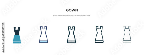 gown icon in different style vector illustration. two colored and black gown vector icons designed in filled  outline  line and stroke style can be used for web  mobile  ui