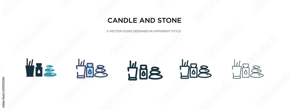 candle and stone icon in different style vector illustration. two colored and black candle and stone vector icons designed in filled, outline, line stroke style can be used for web, mobile, ui