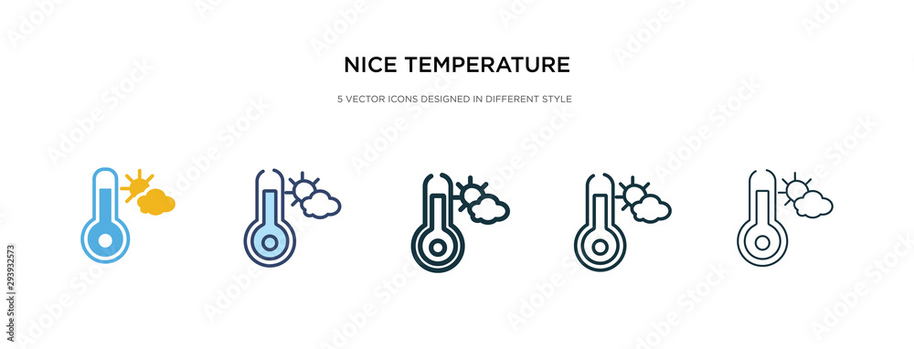 nice temperature icon in different style vector illustration. two colored and black nice temperature vector icons designed in filled, outline, line and stroke style can be used for web, mobile, ui nice temperature icon in different style vector illustration. two colored and black nice temperature vector icons designed in filled, outline, line and stroke style can be used for web, mobile, ui