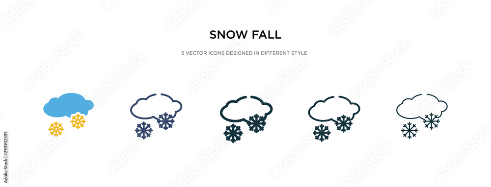 snow fall icon in different style vector illustration. two colored and black snow fall vector icons designed in filled, outline, line and stroke style can be used for web, mobile, ui snow fall icon in different style vector illustration. two colored and black snow fall vector icons designed in filled, outline, line and stroke style can be used for web, mobile, ui