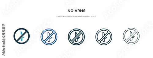 no arms icon in different style vector illustration. two colored and black no arms vector icons designed in filled, outline, line and stroke style can be used for web, mobile, ui