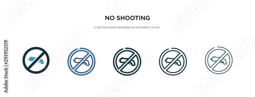 no shooting icon in different style vector illustration. two colored and black no shooting vector icons designed in filled, outline, line and stroke style can be used for web, mobile, ui