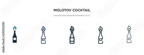 molotov cocktail icon in different style vector illustration. two colored and black molotov cocktail vector icons designed in filled, outline, line and stroke style can be used for web, mobile, ui